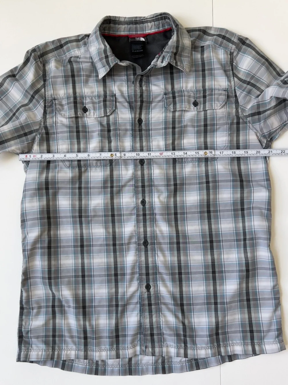 The North Face Gray Plaid Short-Sleeve Button Shirt